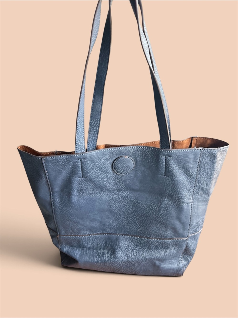 Joy Susan Navy Blue Vegan Leather Tote